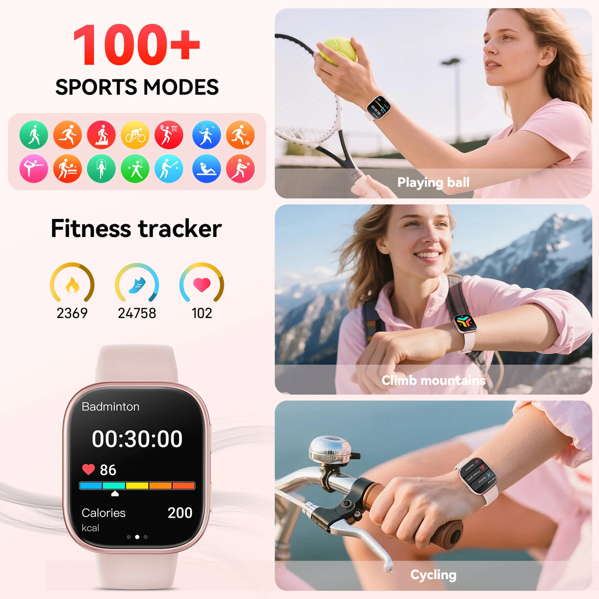 Waterproof Bluetooth Smartwatch With Heart Rate Monitor And Sport Modes