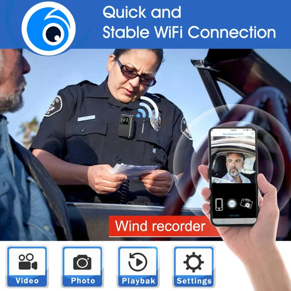 1080P HD WiFi Body Camera With Screen And Night Vision