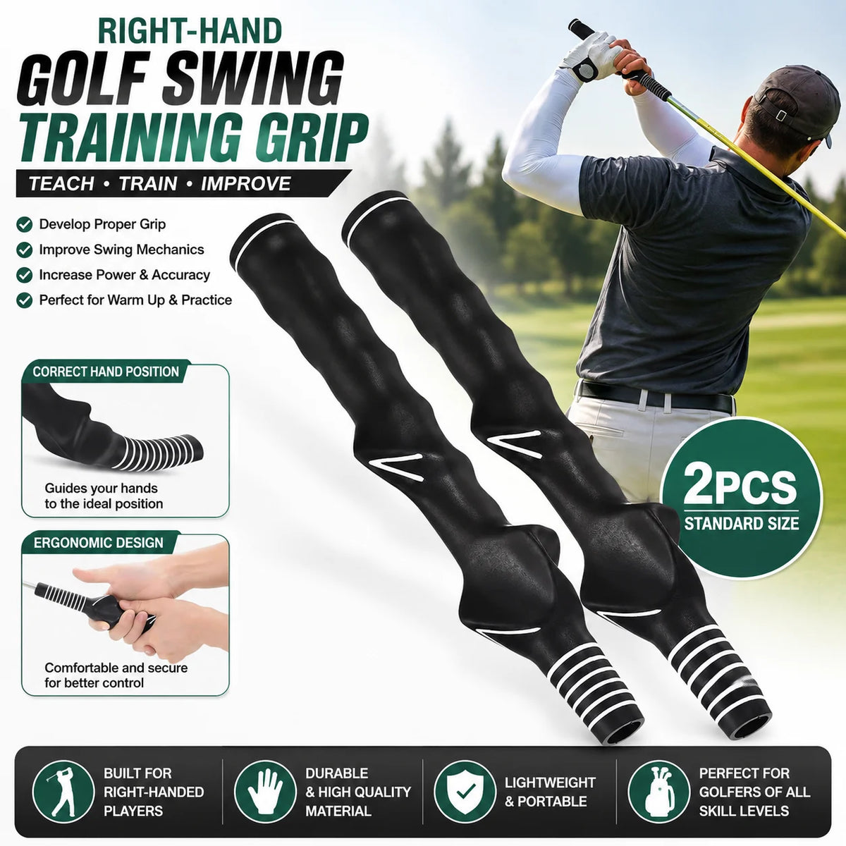 Premium Right Hand Golf Swing Training Practice Grip Trainer