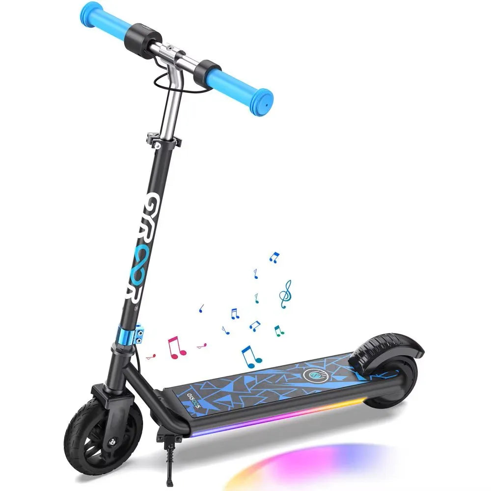 GYROOR Kids Electric Scooter With Led Lights And Adjustable Handlebars