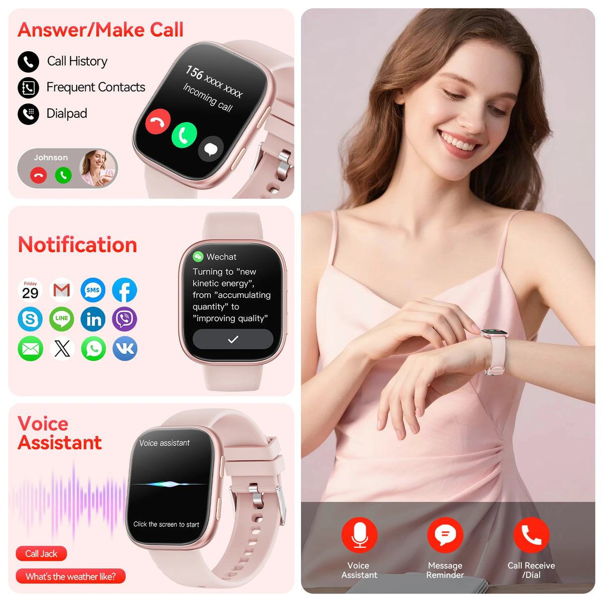 Waterproof Bluetooth Smartwatch With Heart Rate Monitor And Sport Modes