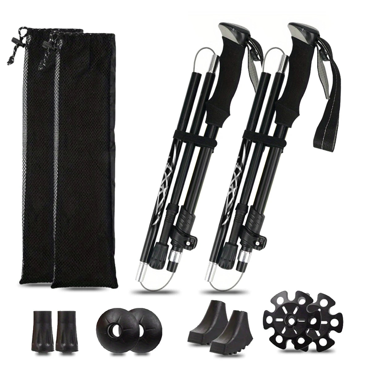 5 Section Aluminum Folding Trekking Pole With Carbon Steel Tip