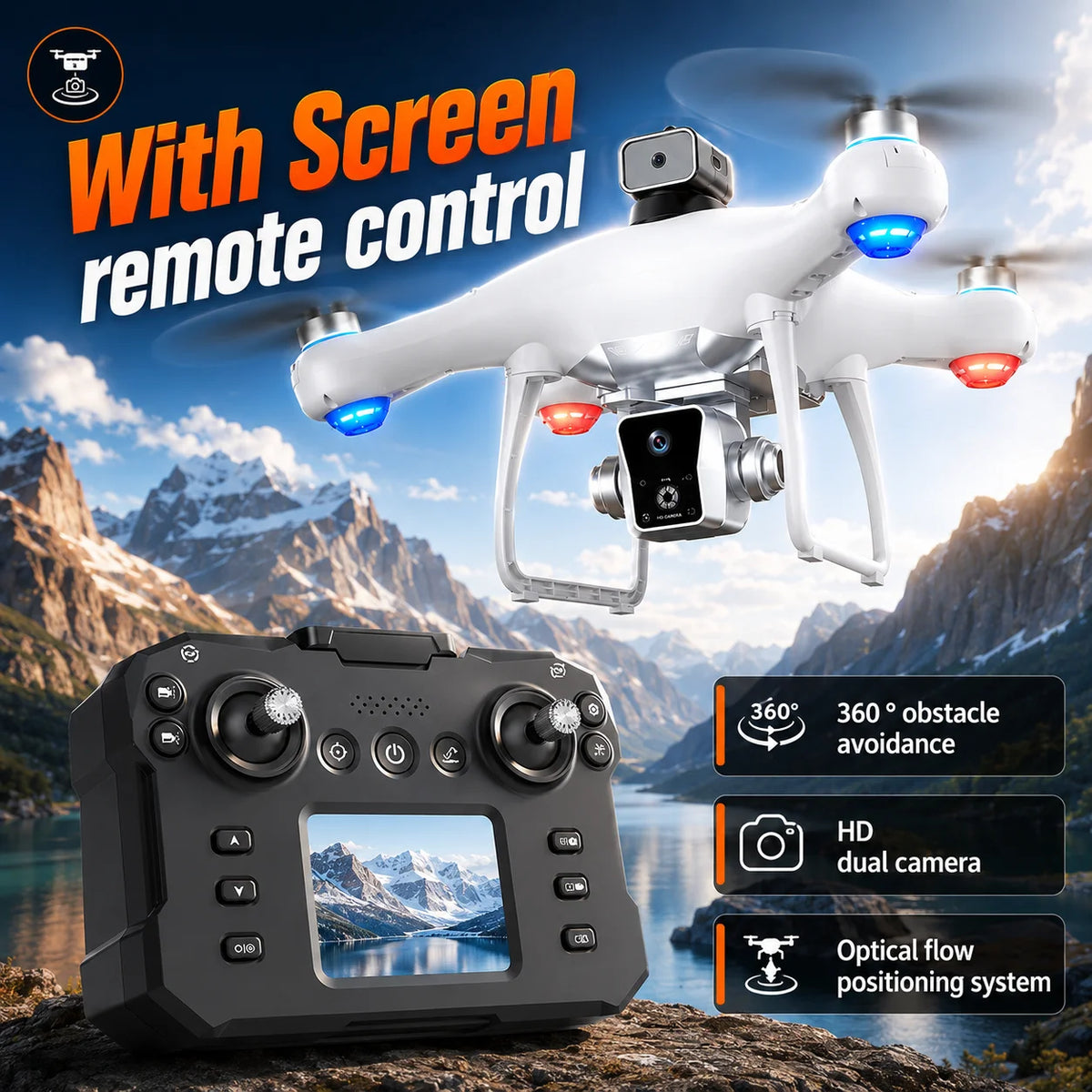 ZNLYRION Brushless Drone With Dual Camera And 360 Obstacle Avoidance