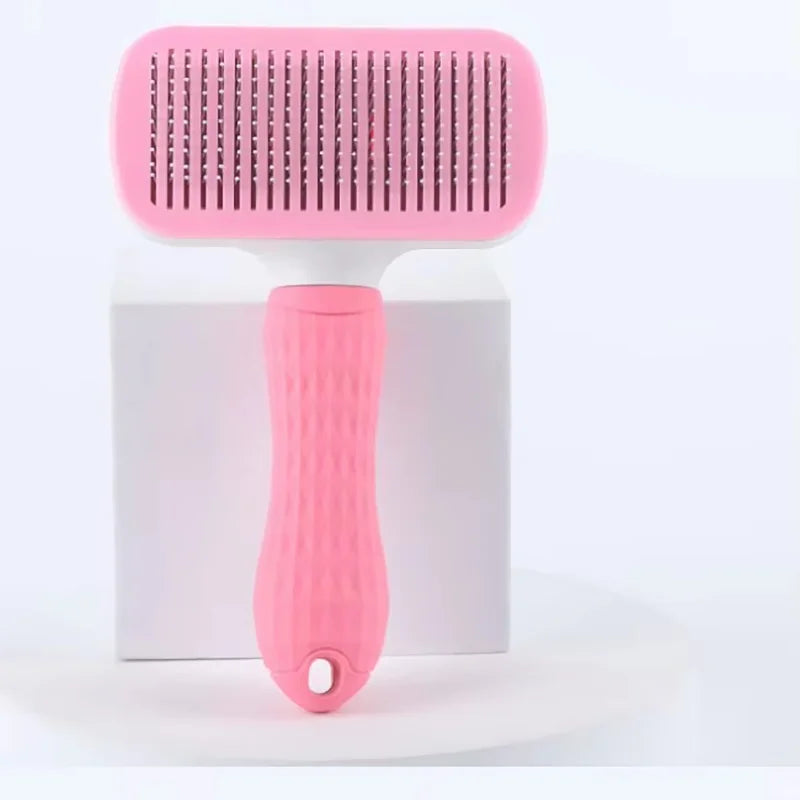 One Button Self Cleaning Slicker Brush Hair Remover For Pets