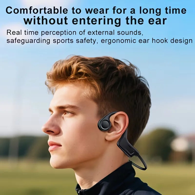 Open Ear Bone Conduction Bluetooth Headphones With Mic For Sports