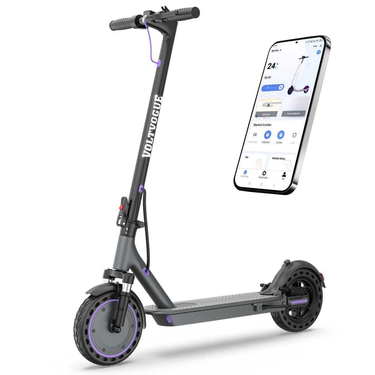 AOVOPRO 500W Adult Folding Scooter 22MPH Max Speed App Control