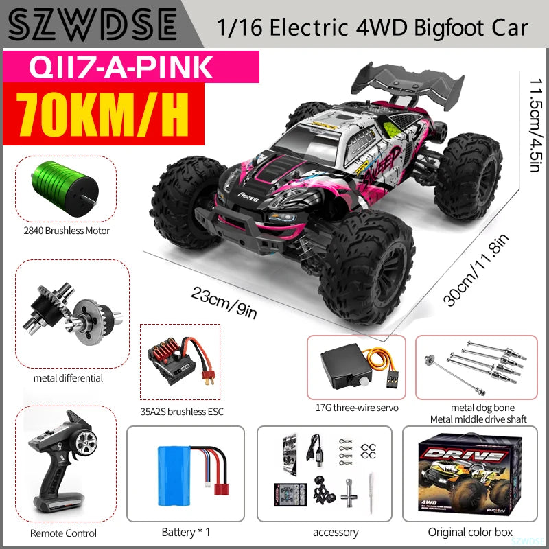 WLtoys Q117 Brushless 4WD RC Dirt Bike LED Headlights