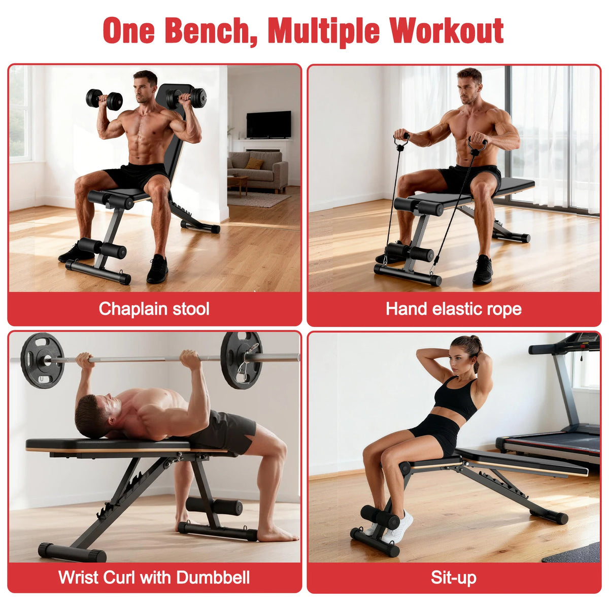 Multifunctional Adjustable Foldable Dumbbell Gym Weight Bench