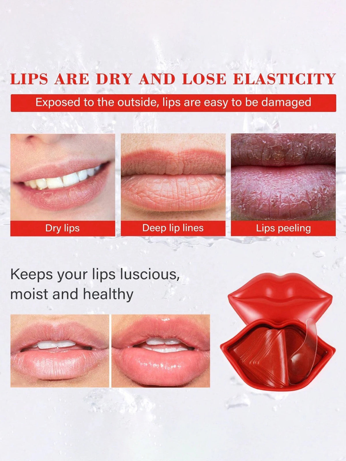 YOCITY Cherry Collagen Lip Mask Patches For Deep Hydration Repair