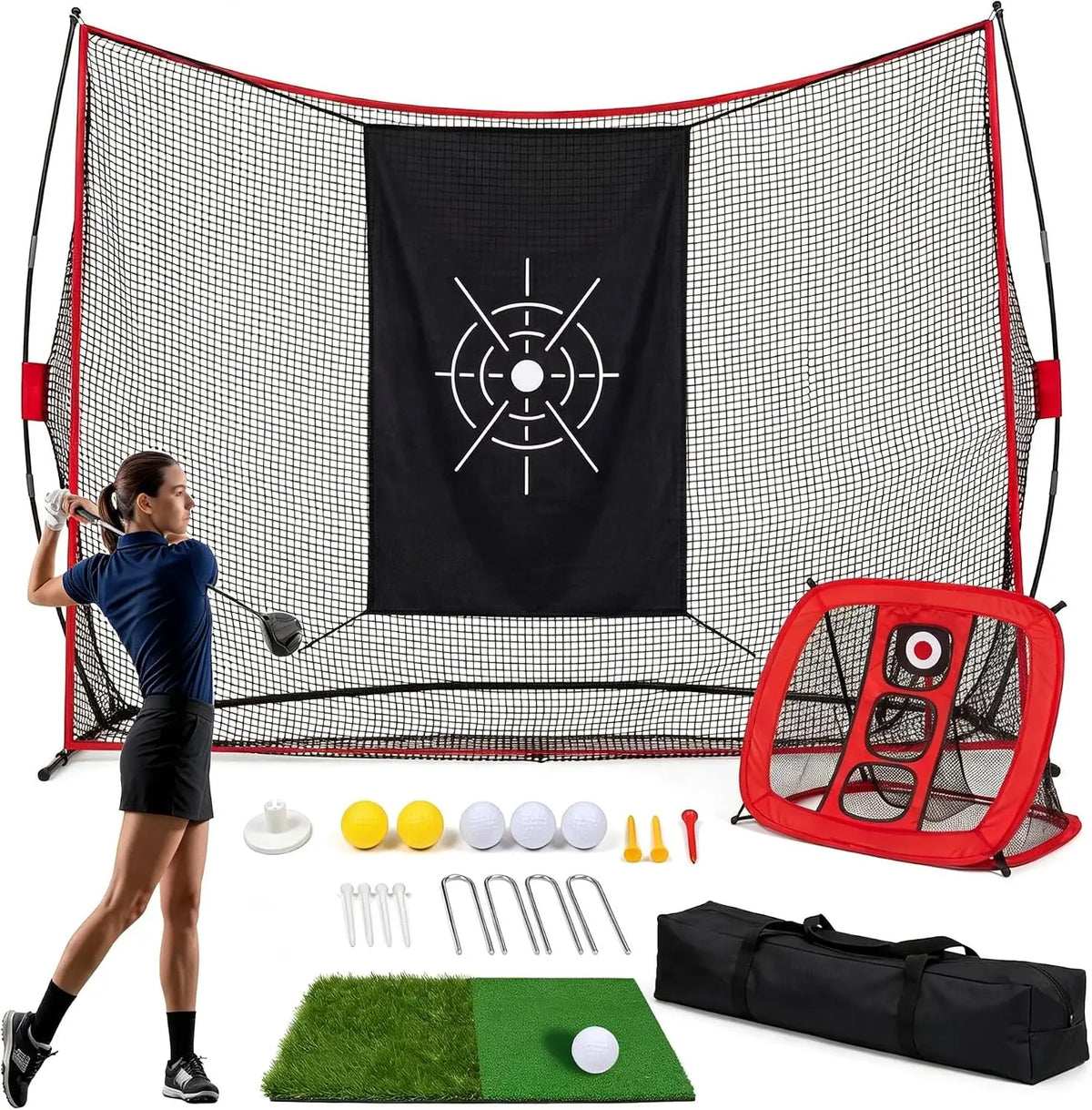 Tackleekii Foldable Golf Practice Net With Carry Bag