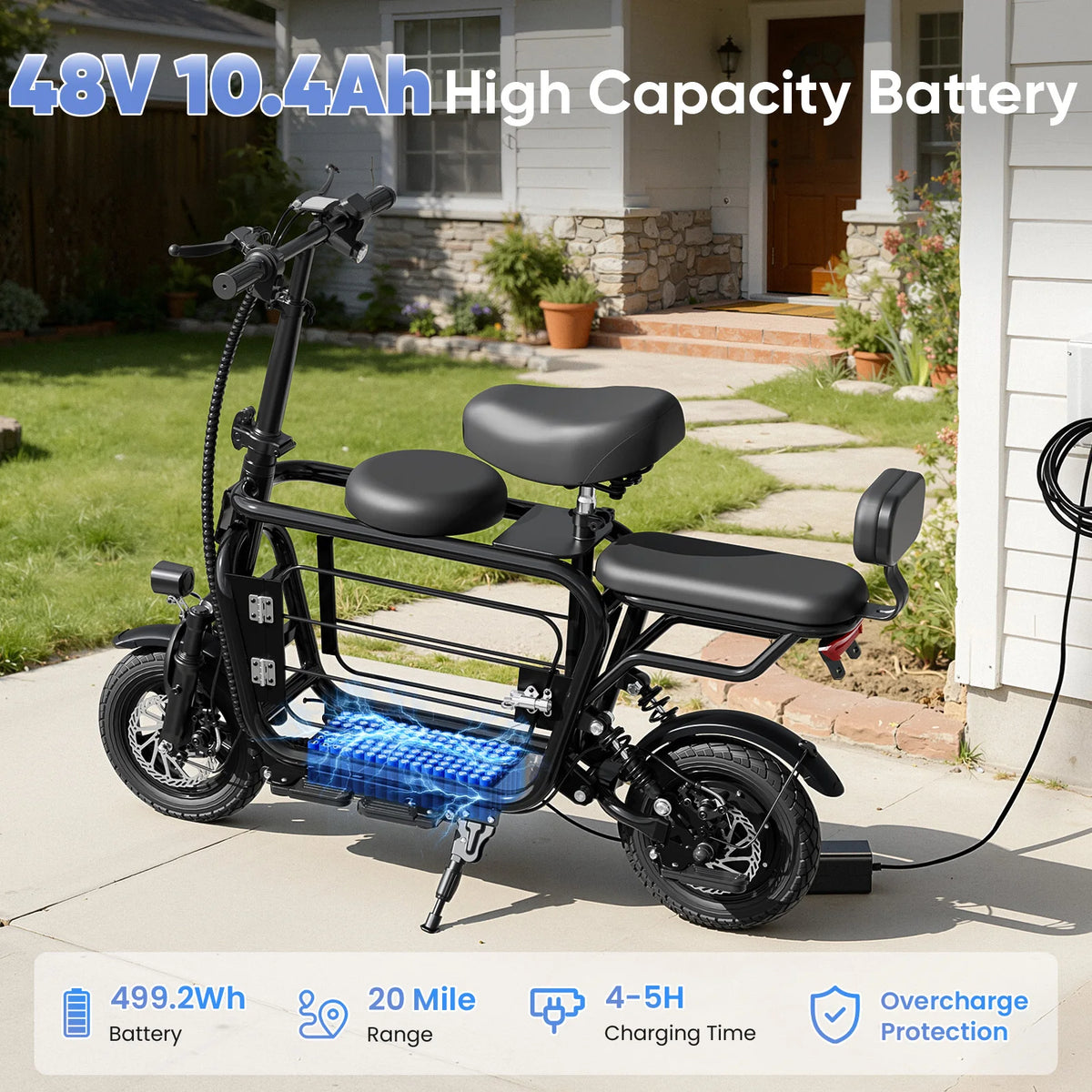 Eilleo Spacewalk 48V Foldable Electric Scooter With Seat And Basket