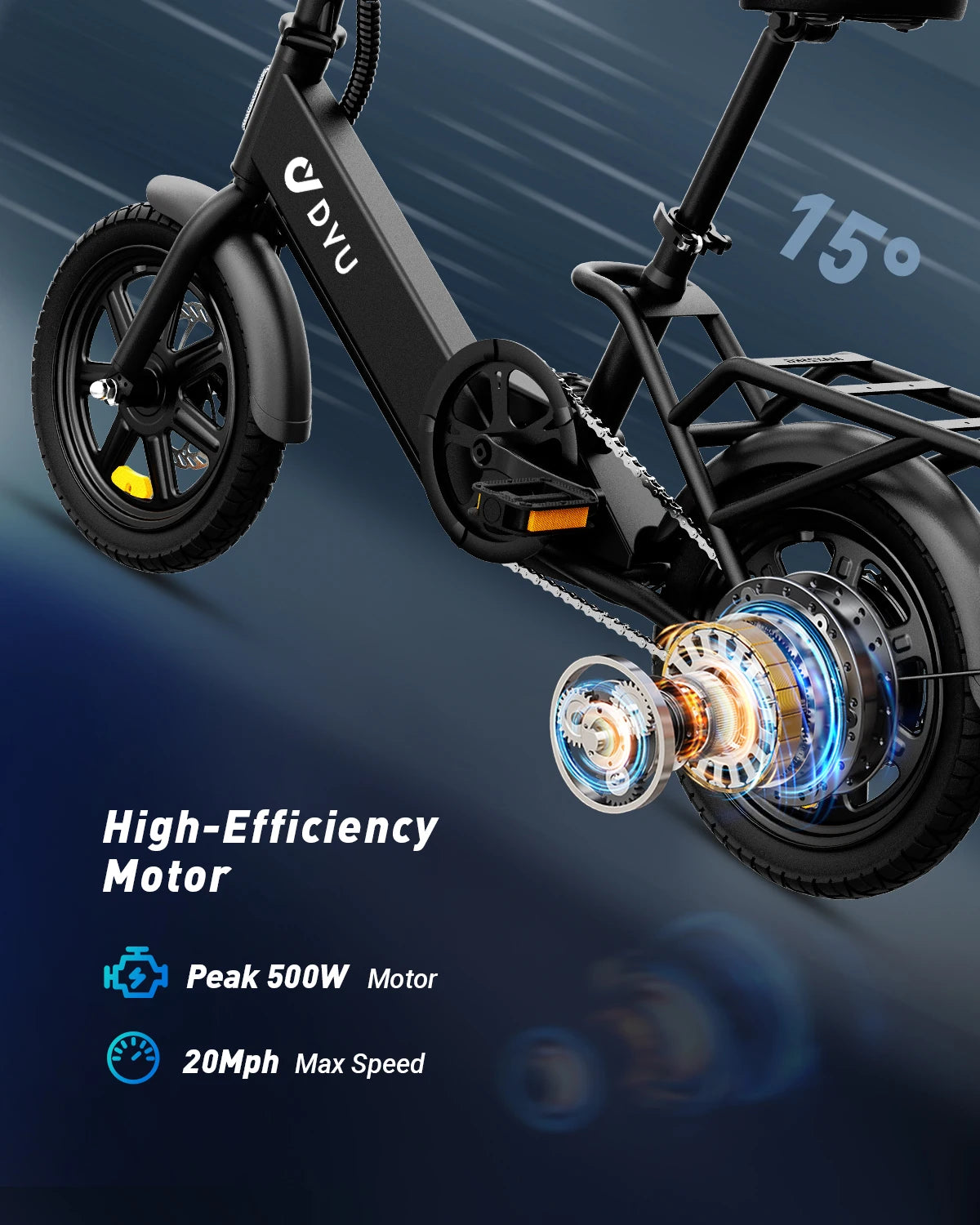 DYU Folding Electric Bicycle With High Performance 500W Motor