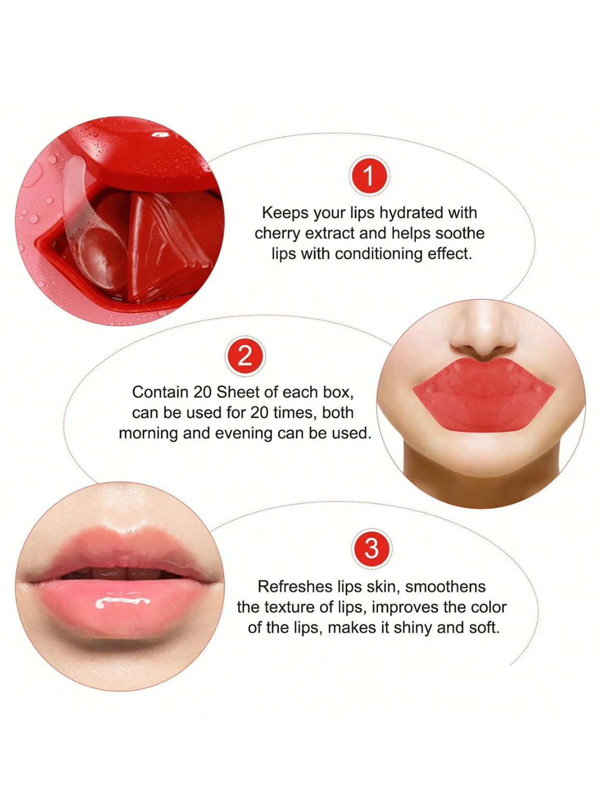 YOCITY Cherry Collagen Lip Mask Patches For Deep Hydration Repair
