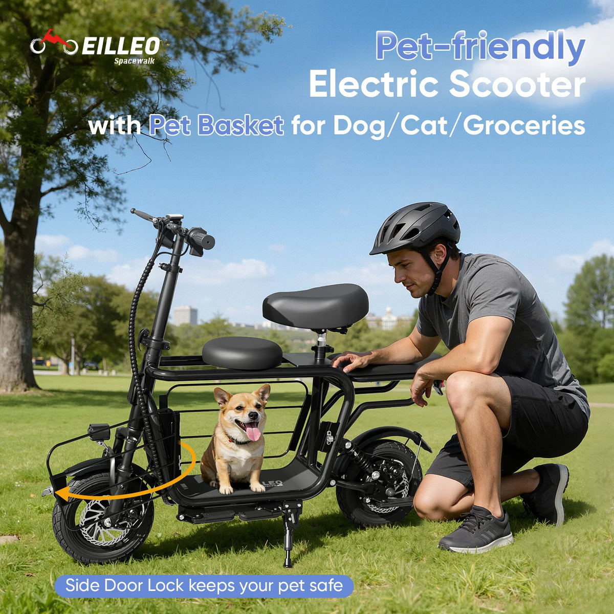 Eilleo Spacewalk 48V Foldable Electric Scooter With Seat And Basket