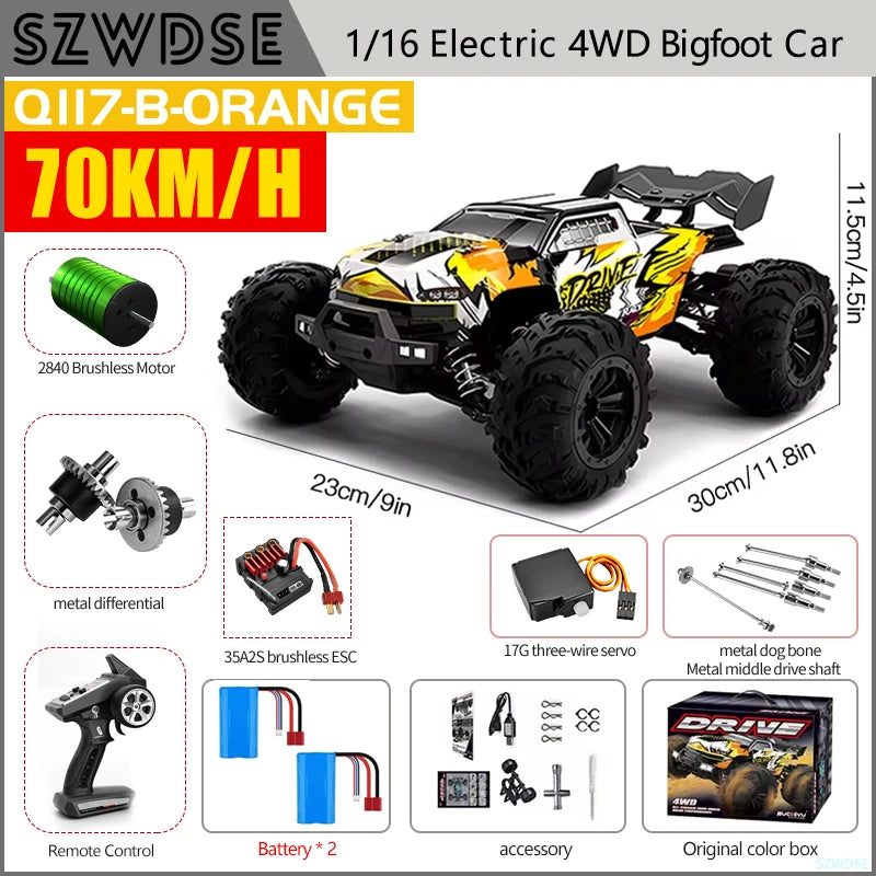 WLtoys Q117 Brushless 4WD RC Dirt Bike LED Headlights