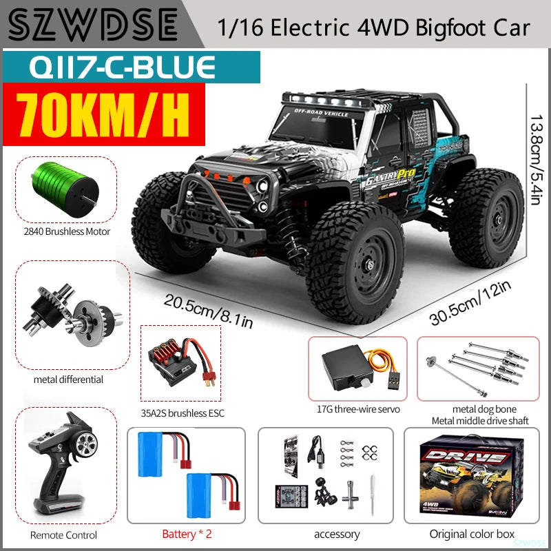 WLtoys Q117 Brushless 4WD RC Dirt Bike LED Headlights