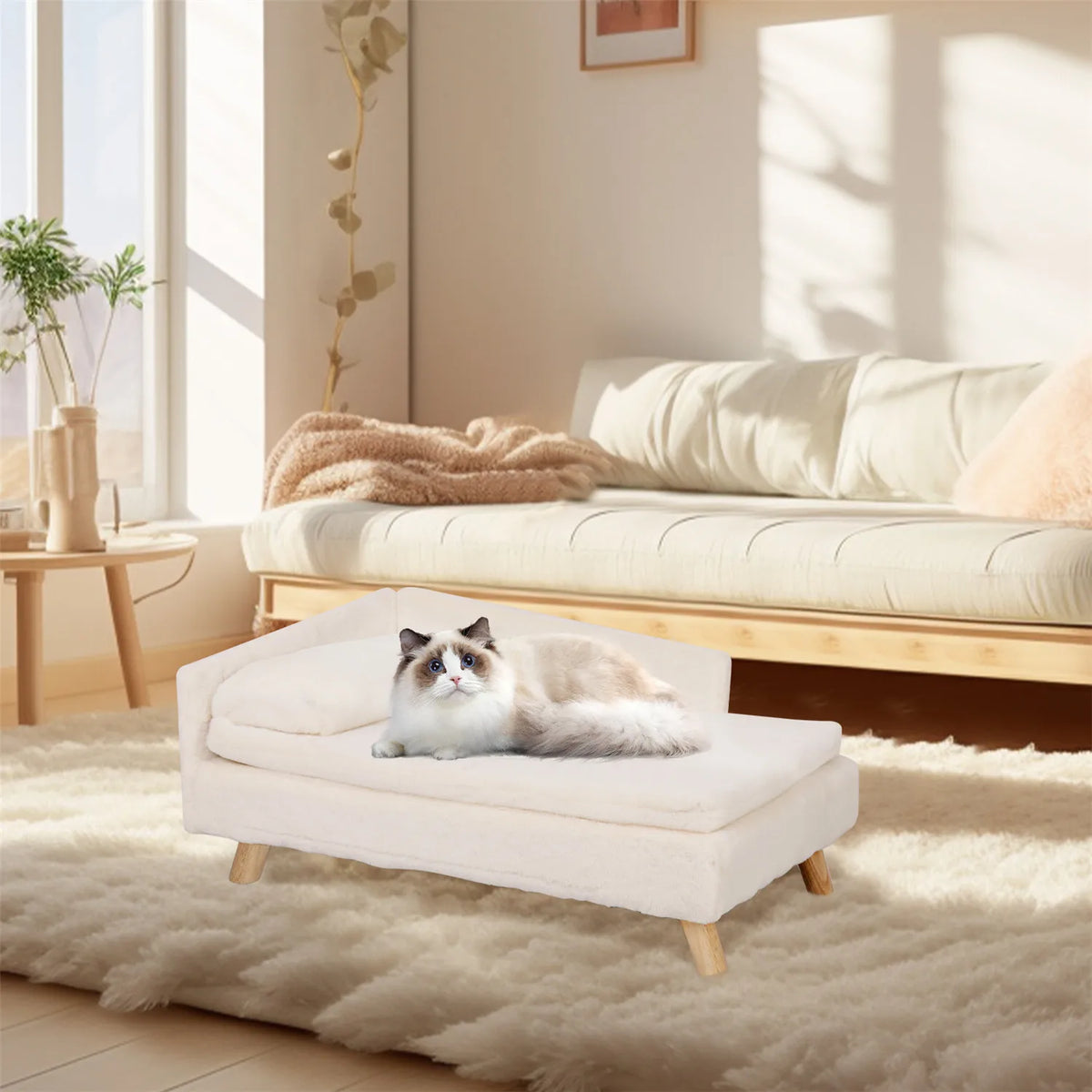 Bingopaw Raised Waterproof Pet Sofa Plush Cushion Elevated Design