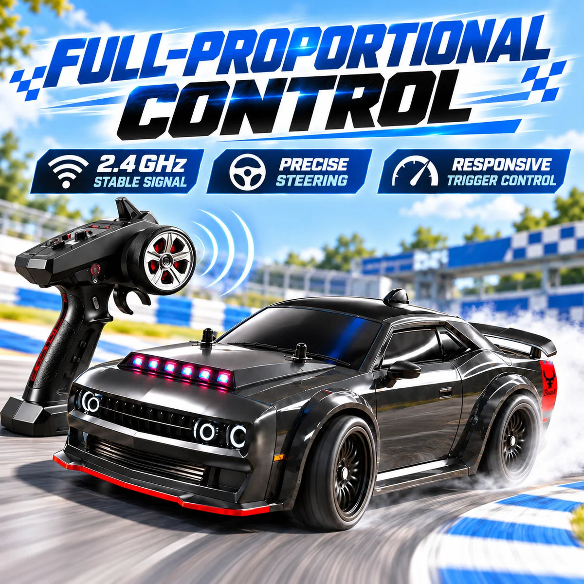 ZNLYRION Brushless 2.4GHz RC Drift Racing Car With LED Lights