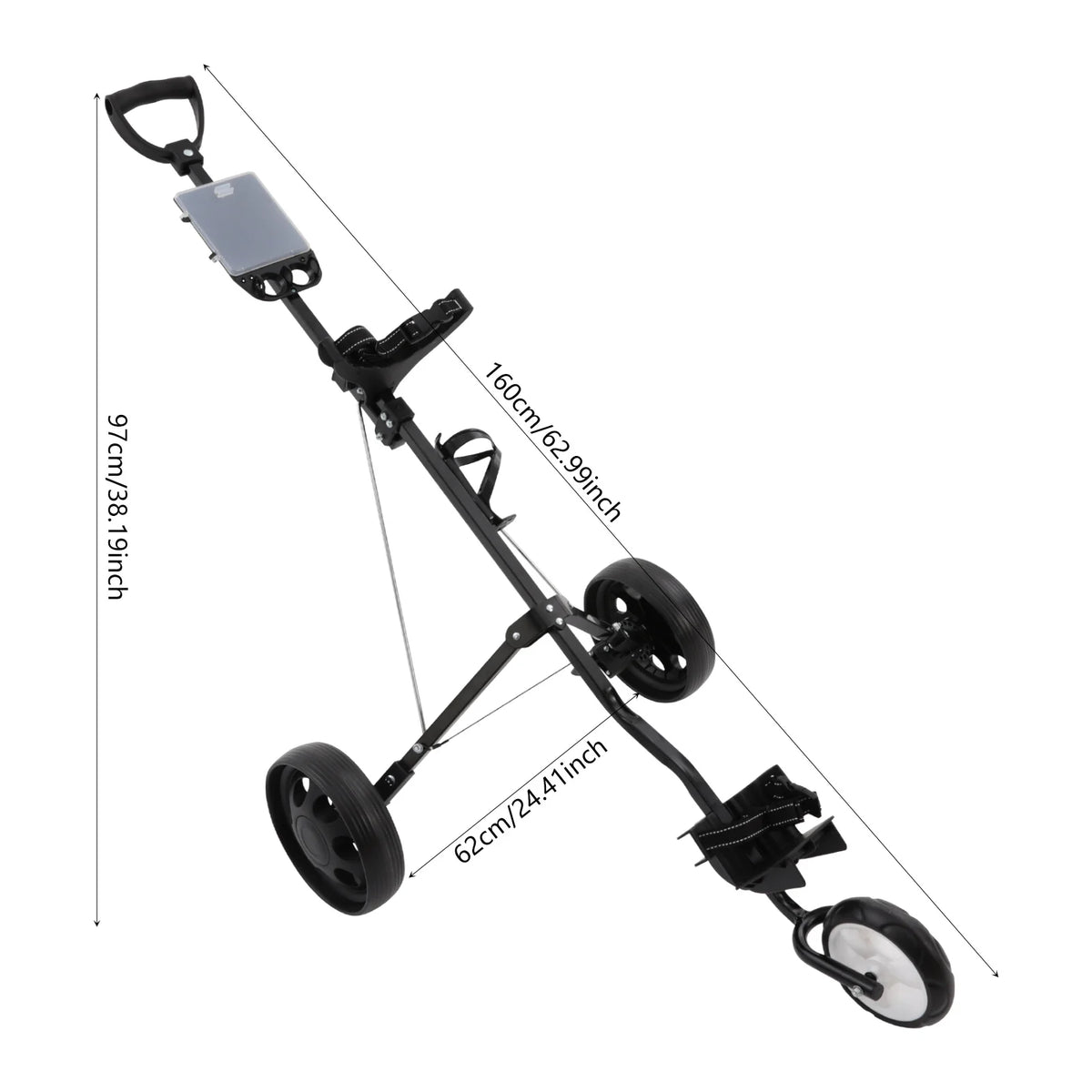 Compact 3 Wheel Golf Push Cart Featuring Durable Aluminum Construction