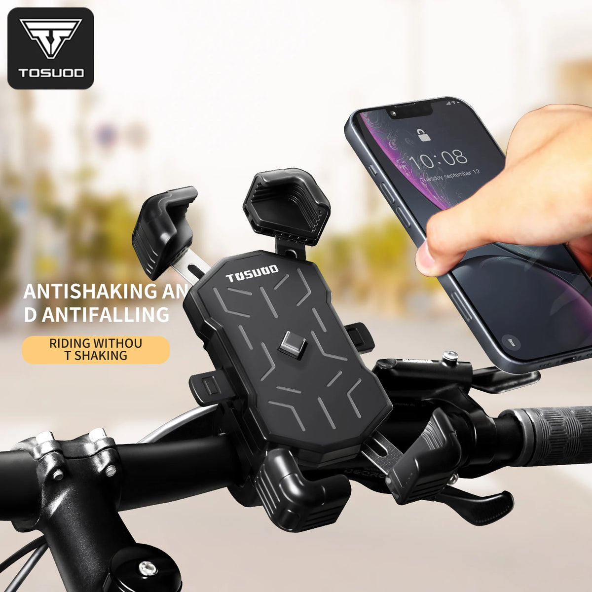 TOSUOD Automatic Locking Bicycle Handlebar Phone Mount
