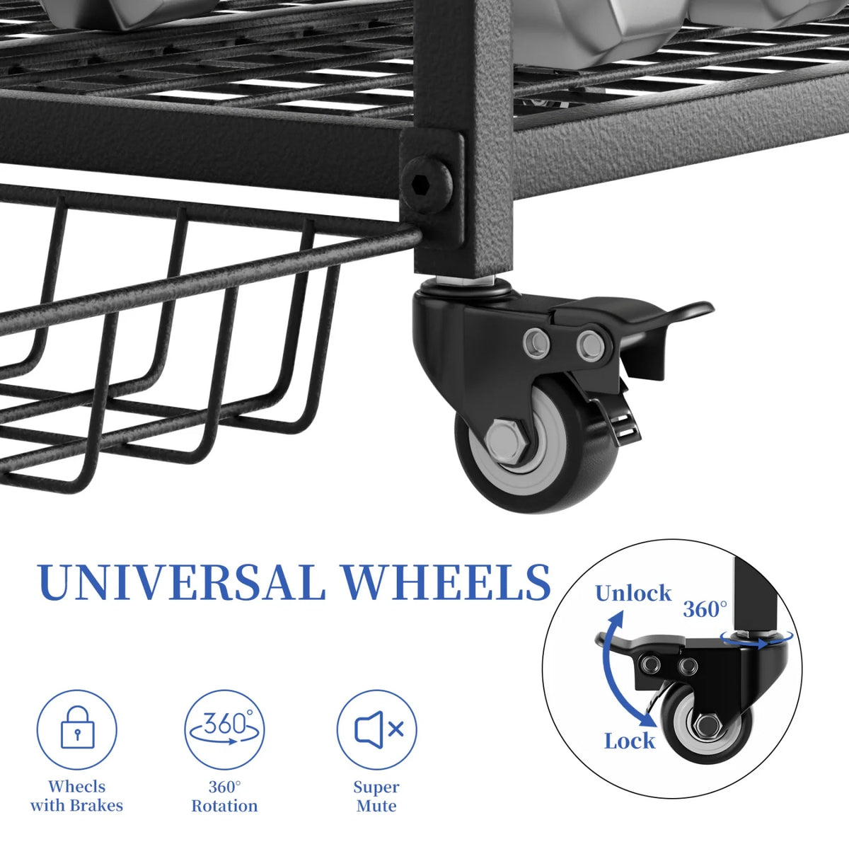 Mobile Gym Storage Rack On Wheels For Yoga Mats And Equipment