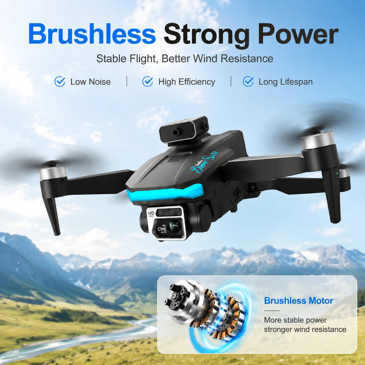 Znlyrion S132 Dual Camera Foldable RC Drone With App Control