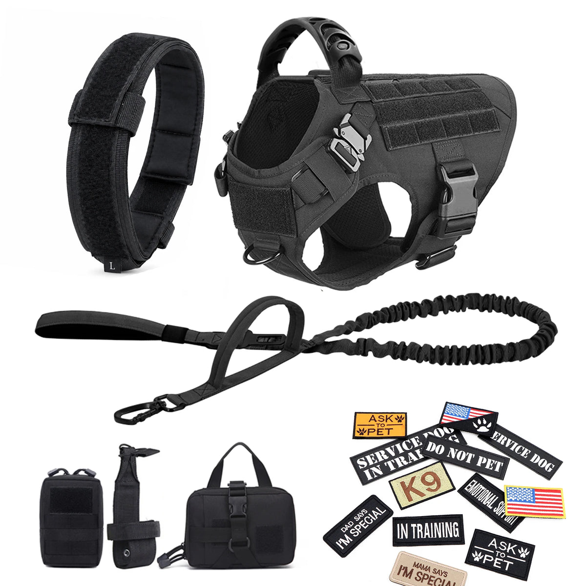 PETRAVEL Tactical Dog Harness Vest With Quick Release Buckles