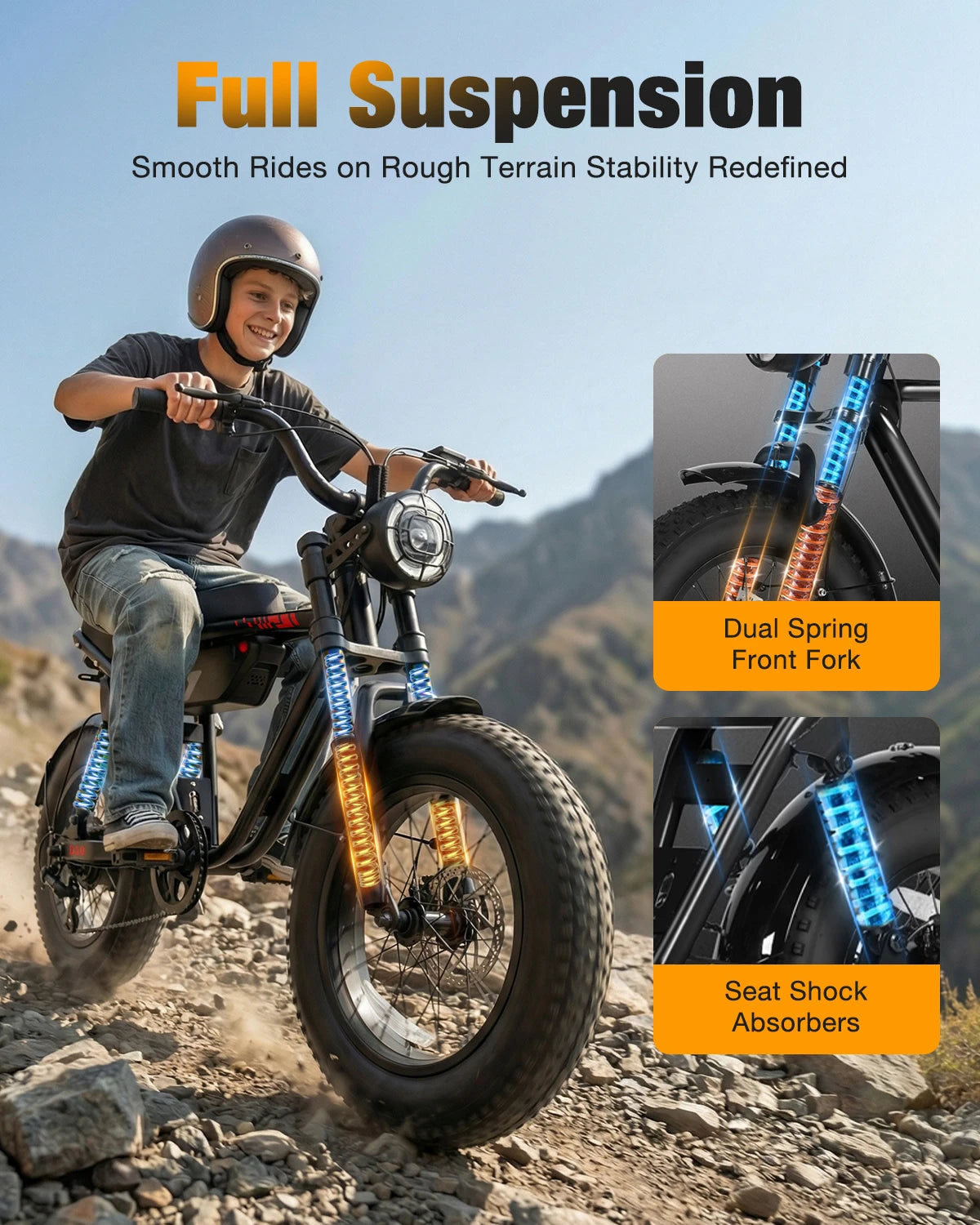 Hopepeak D10 Electric Mountain Bike With 1500W Motor Full Suspension