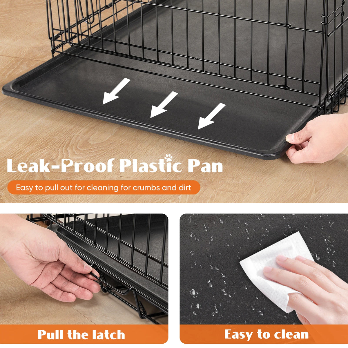 Jhk Double Door Metal Dog Kennel With Leak Proof Pan