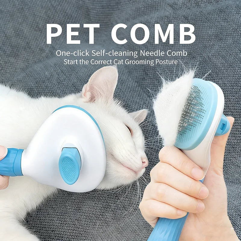 One Button Self Cleaning Slicker Brush Hair Remover For Pets