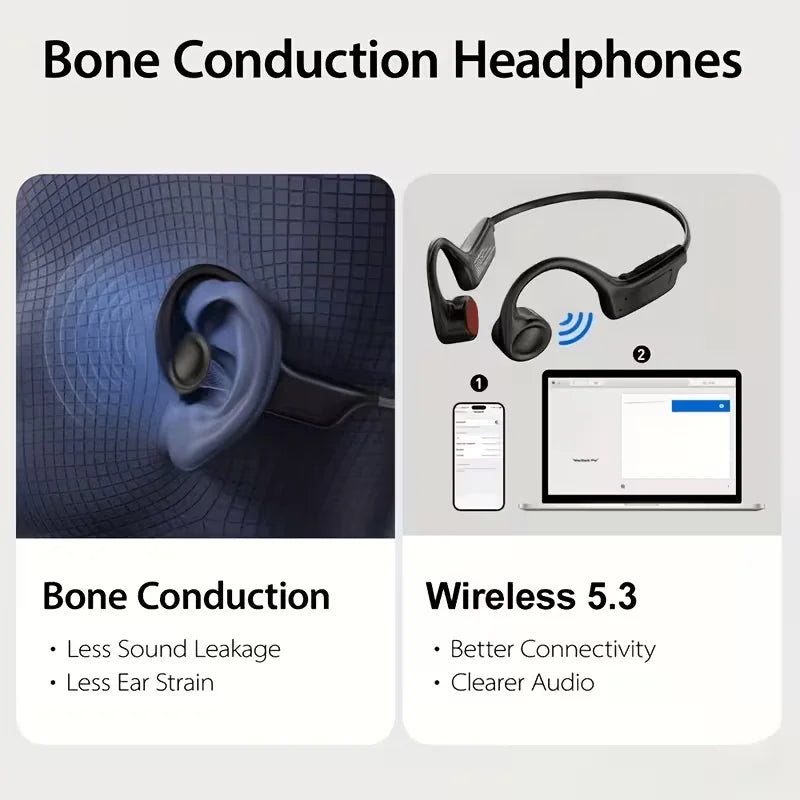 Open-Ear Wireless Bone Conduction Headphones with Microphone for Running