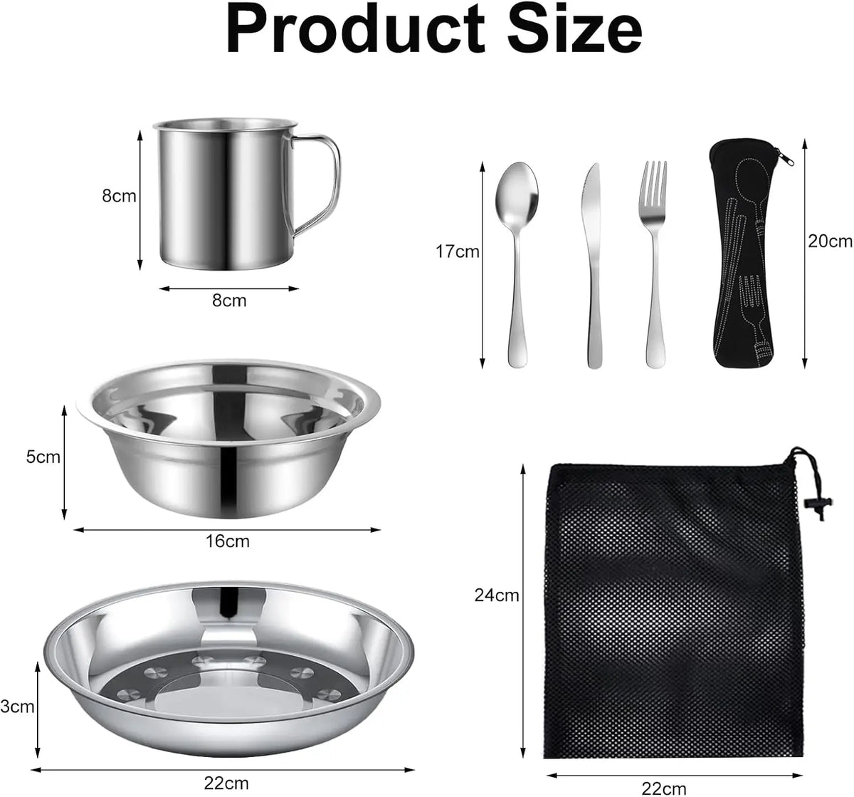 Reusable Double Walled Stainless Steel Camping Plates And Bowls Set