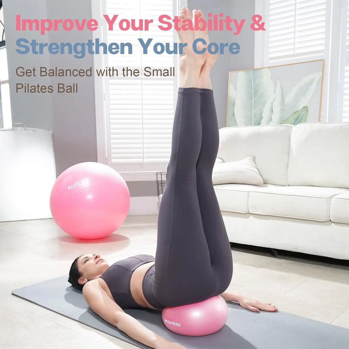 Kisnbld Mini Pilates Exercise Ball For Home Fitness Core Training