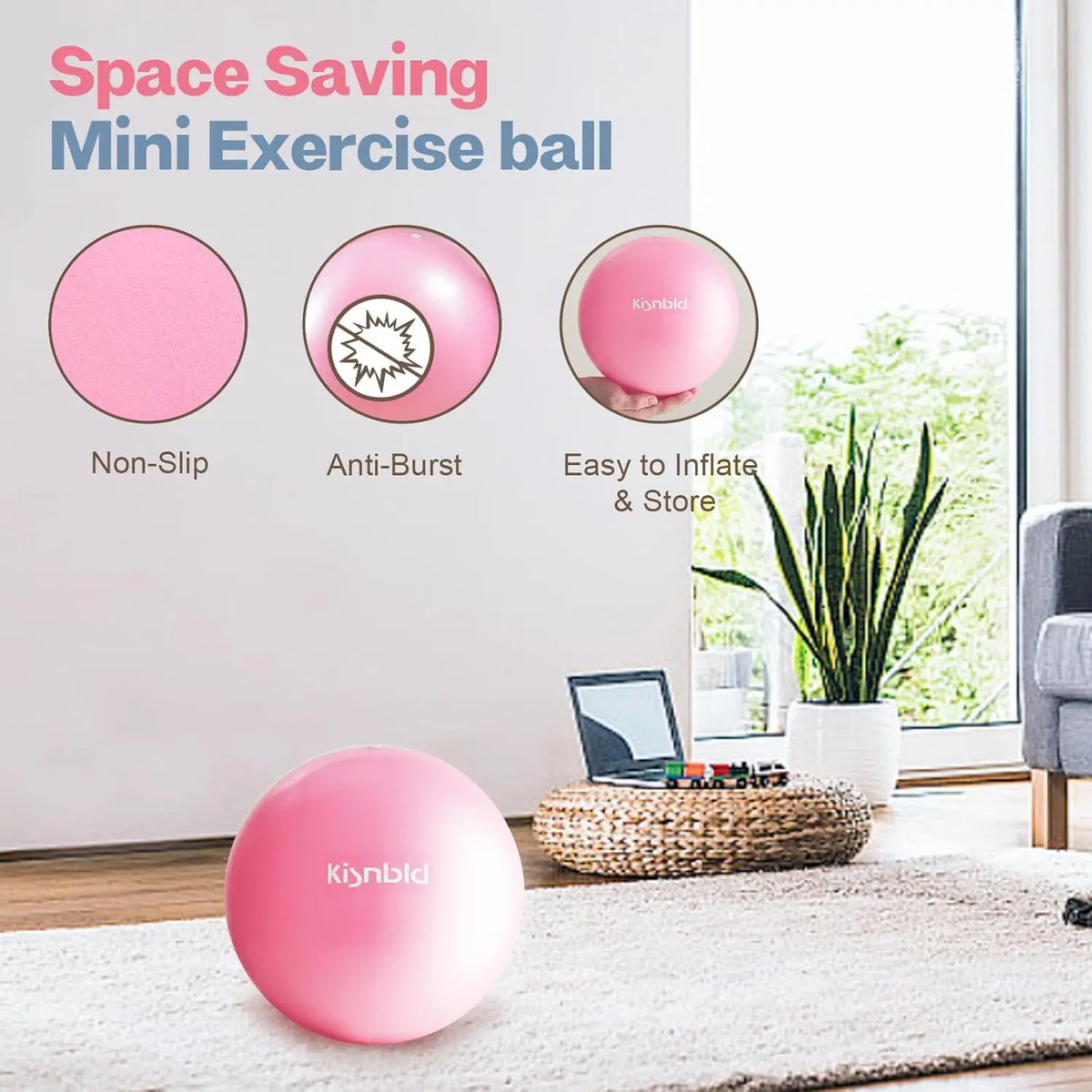 Kisnbld Mini Pilates Exercise Ball For Home Fitness Core Training