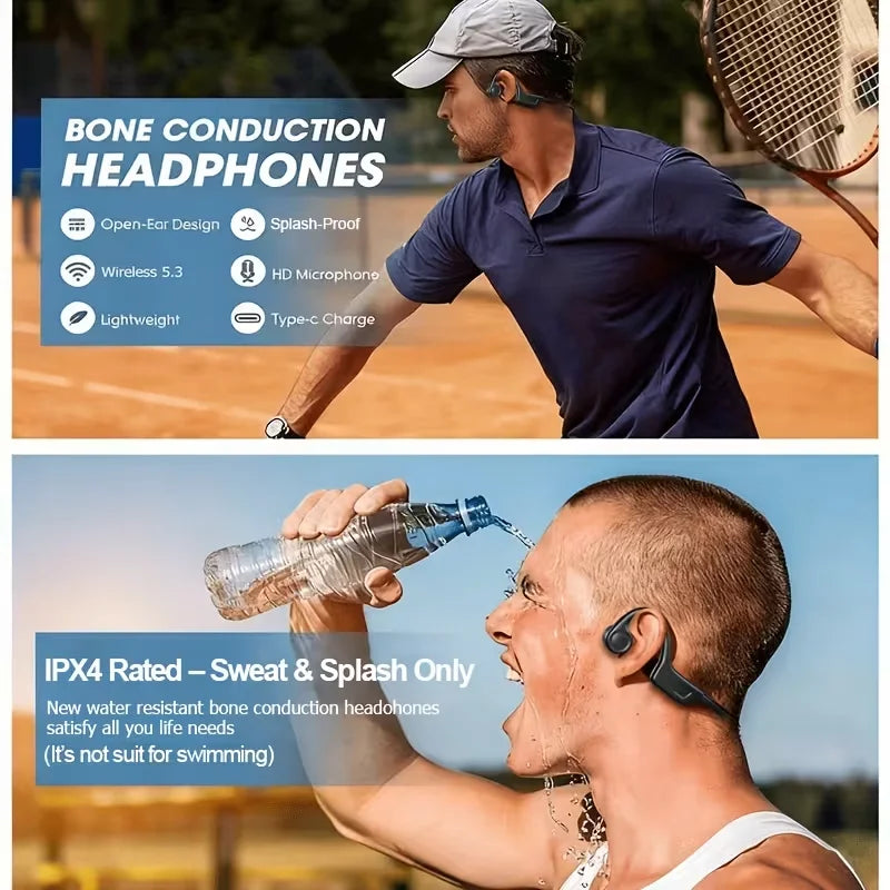 Open-Ear Wireless Bone Conduction Headphones with Microphone for Running