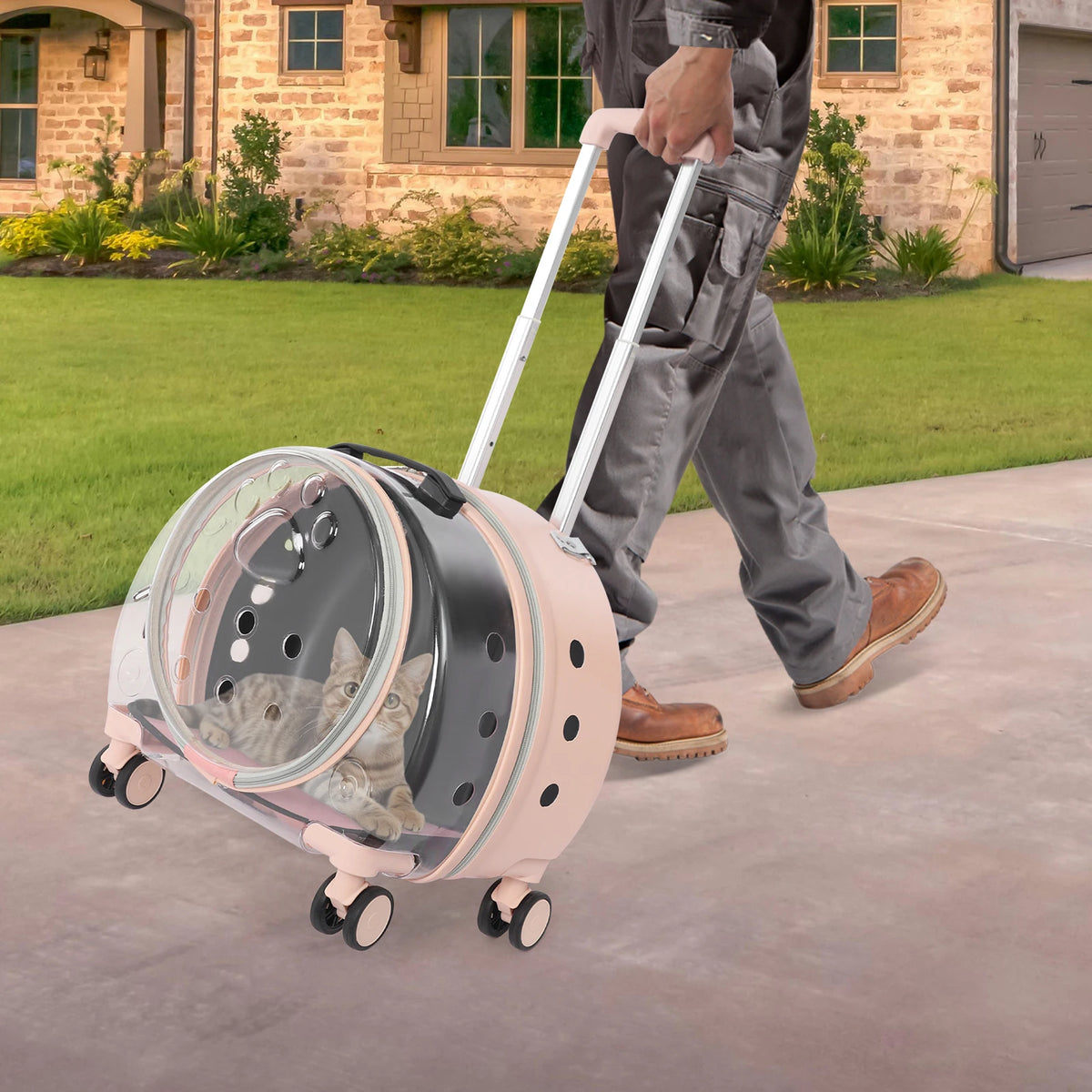 Transparent Acrylic Pet Carrier With Wheels For Small Pets