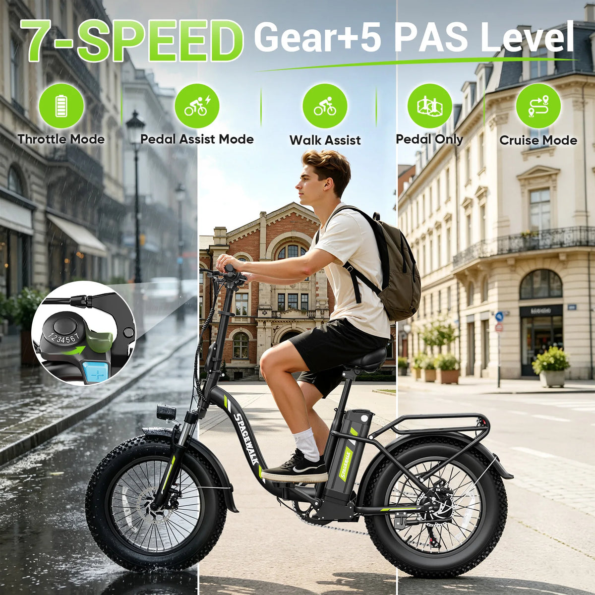 Eilleo Spacewalk Foldable Electric Bicycle With Removable Battery