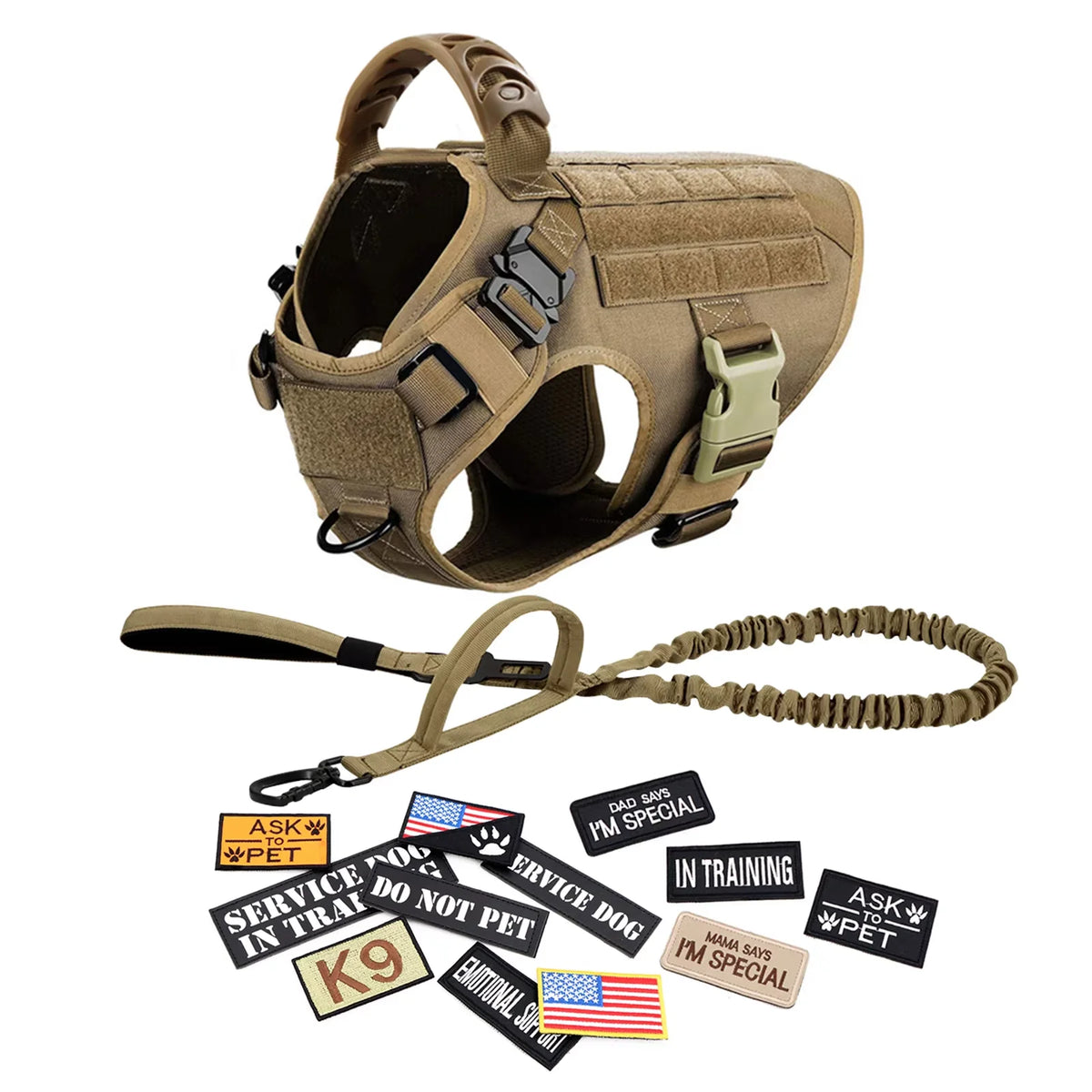 PETRAVEL Tactical Dog Harness Vest With Quick Release Buckles