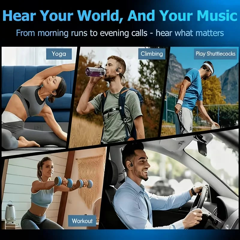 Open-Ear Wireless Bone Conduction Headphones with Microphone for Running