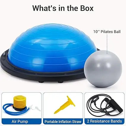 Professional Half Exercise Ball With Pump And Resistance Bands