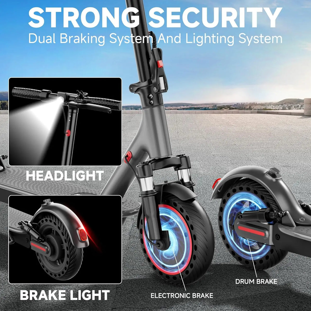 AOVOPRO 500W Foldable Electric Scooter Featuring App Controlled Dual Braking