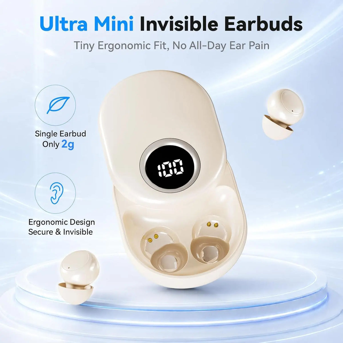 Insonixn Invisible Wireless Bluetooth Earbuds With Active Noise Cancellation