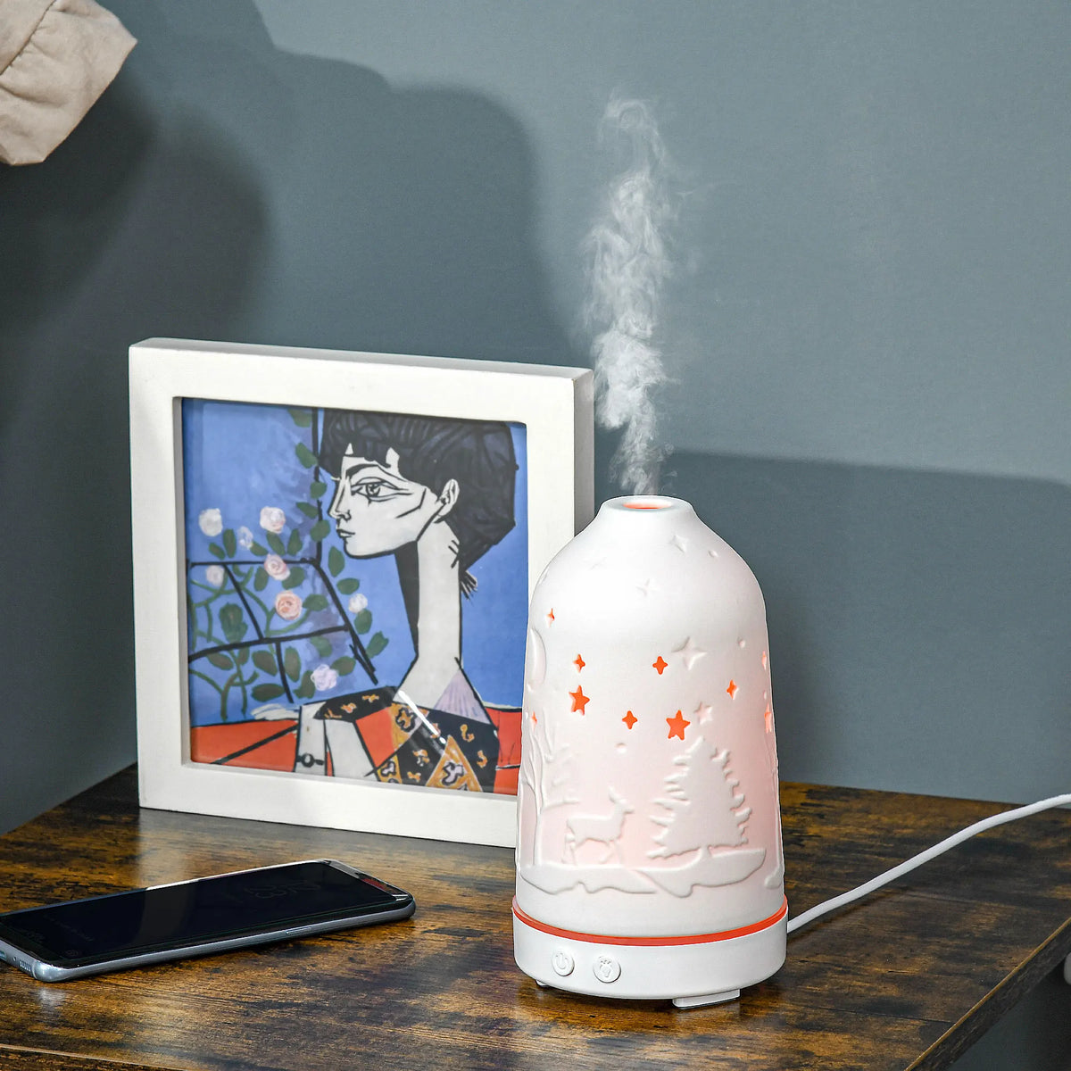 HOMCOM Ultrasonic Aromatherapy Diffuser With Ceramic Cover