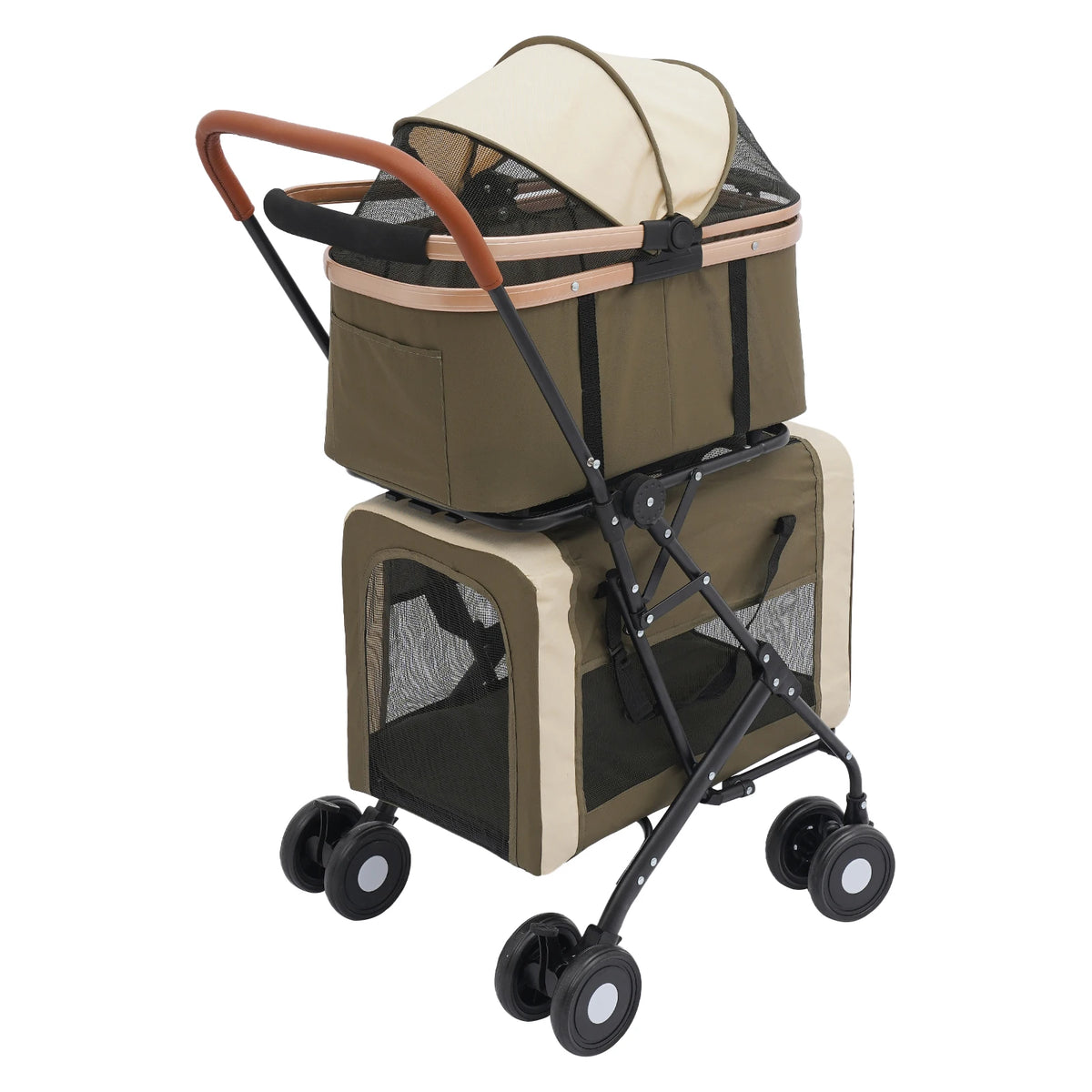 Bymaocar Foldable Two Tier Pet Stroller For Small Dogs