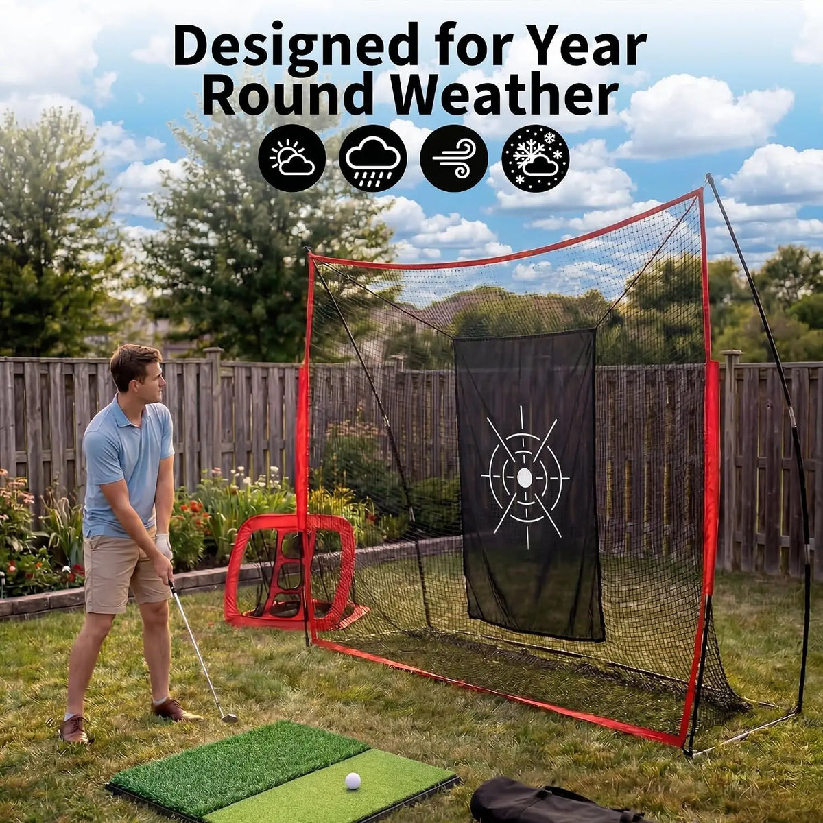 Tackleekii Foldable Golf Practice Net With Carry Bag