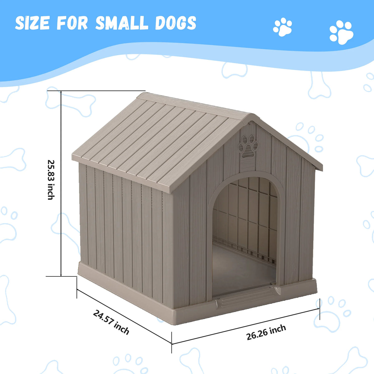 Weather Resistant Plastic Dog House For Outdoor Patio Backyard