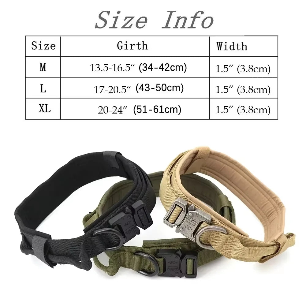 Adjustable Nylon Tactical Dog Harness Collar Leash Set Padded Vest