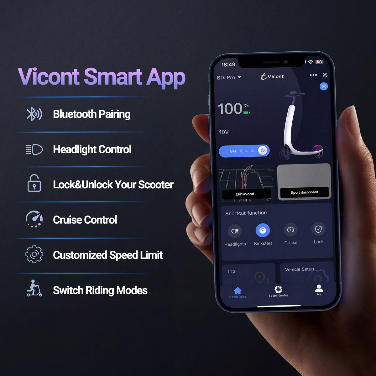 AOVOPRO 500W Adult Folding Scooter 22MPH Max Speed App Control