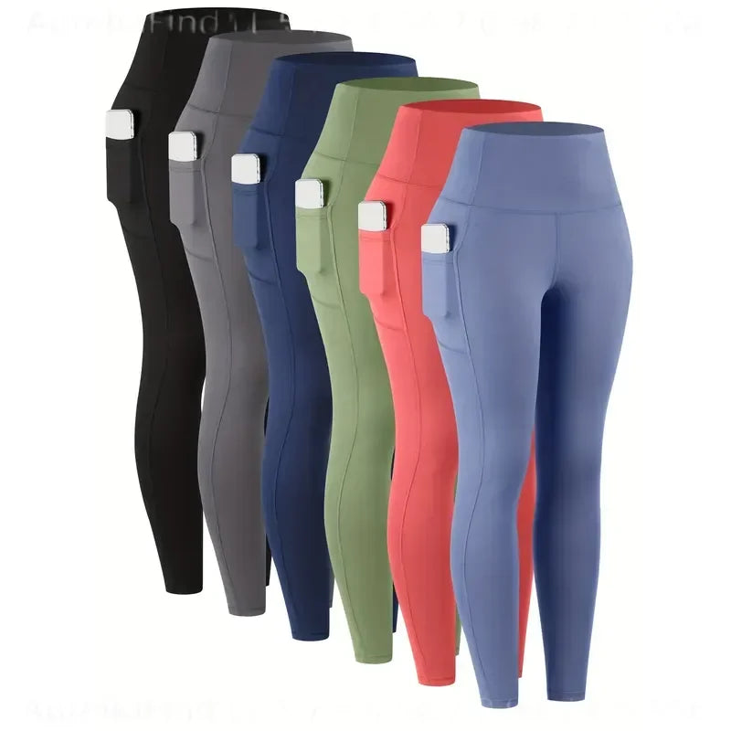 Women High Waist Cotton Modal Six Pockets Workout Yoga Leggings