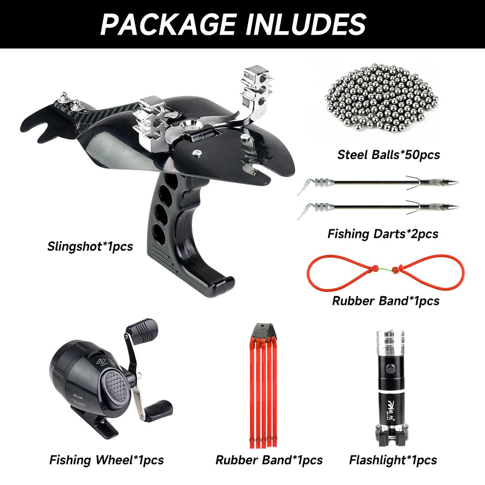 Precision Metal Slingshot With Protective Plate And Reel For Hunting